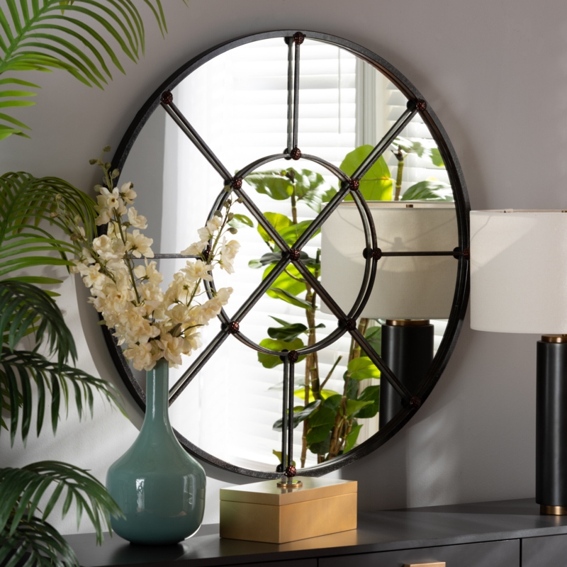 Geometric Wall Mirror with Metal Frame