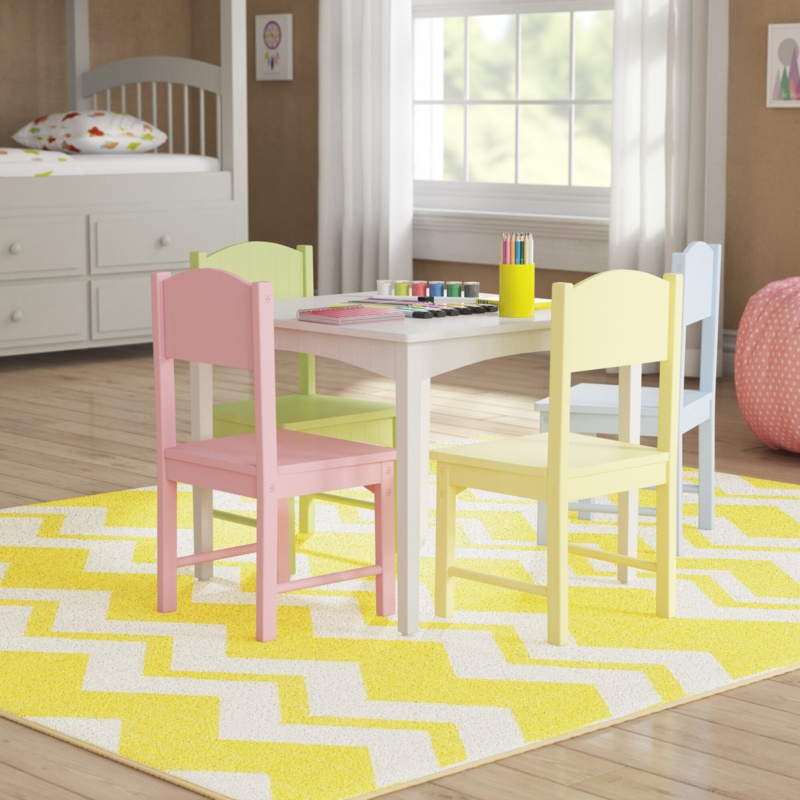 Nantucket Kids 5 Piece Square Play / Activity Table and Chair Set