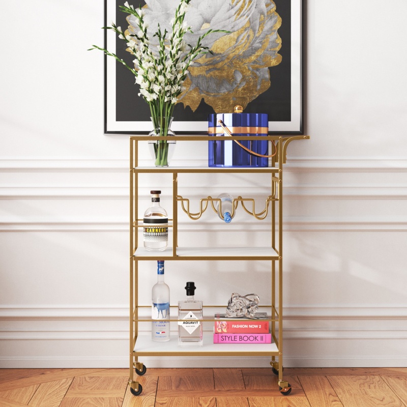 Nathalie 24.8'' Wide Bar Cart with Wine Bottle Storage