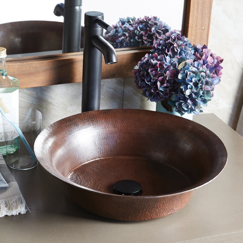 Native Trails Maestro 16.25'' Antique Copper Circular Vessel Bathroom Sink