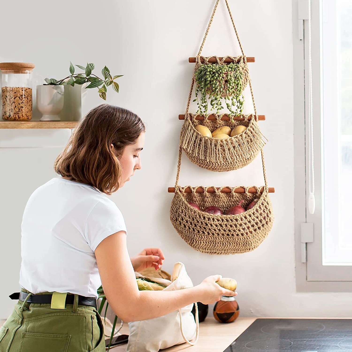 Natural Jute Wall Hanging Fruit Basket