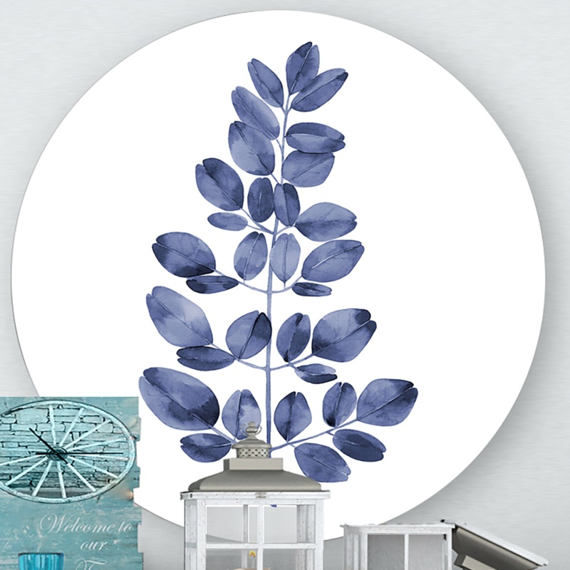 Navy Blue Eucalyptus II - Unframed Painting on Metal
