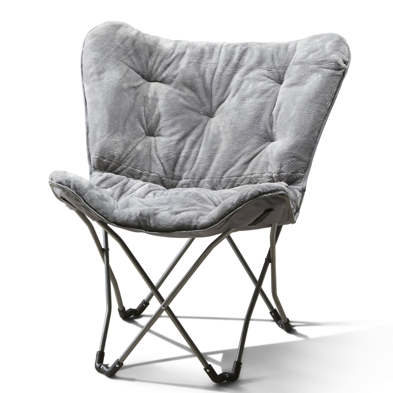Folding Butterfly Chair with Faux Fur Upholstery