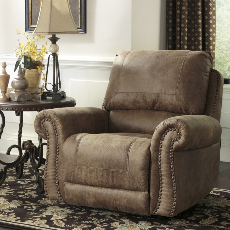 Rustic Faux Leather Rocker Recliner