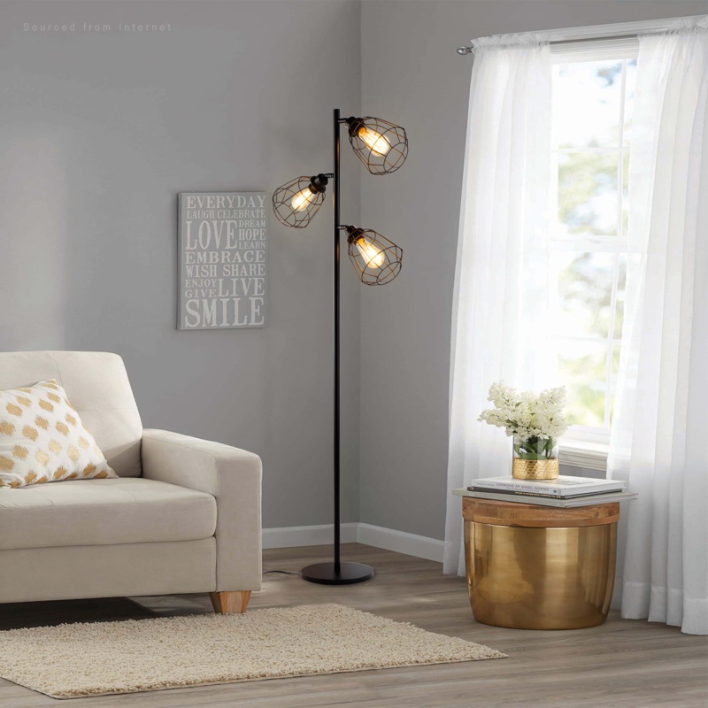 Newark 65" Industrial Tree Floor Lamp, Bulbs (3) Included