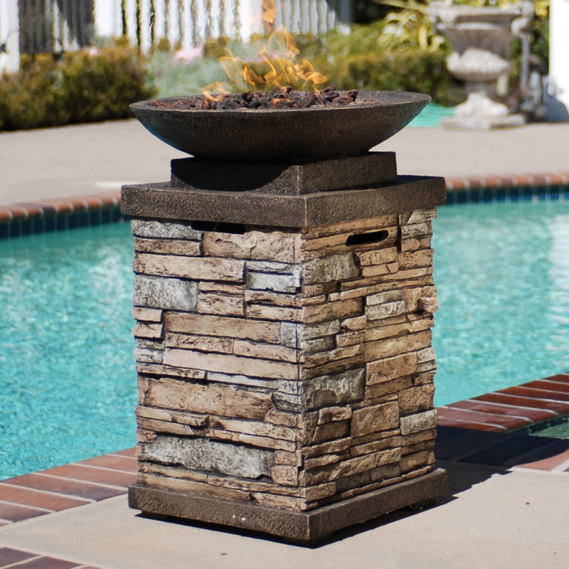 Newcastle 29.13'' H x 19.49'' W Polyresin Propane Outdoor Fire Column