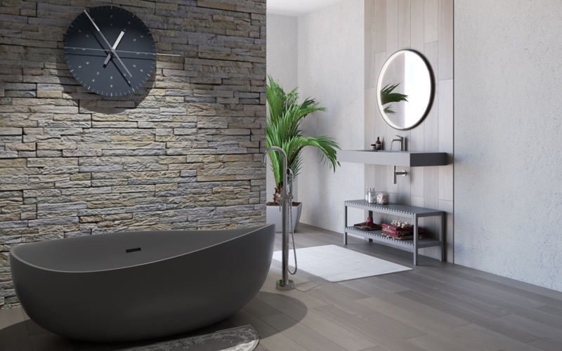 Newport 70.87'' x 43.31'' Freestanding Soaking Solid Surface Bathtub