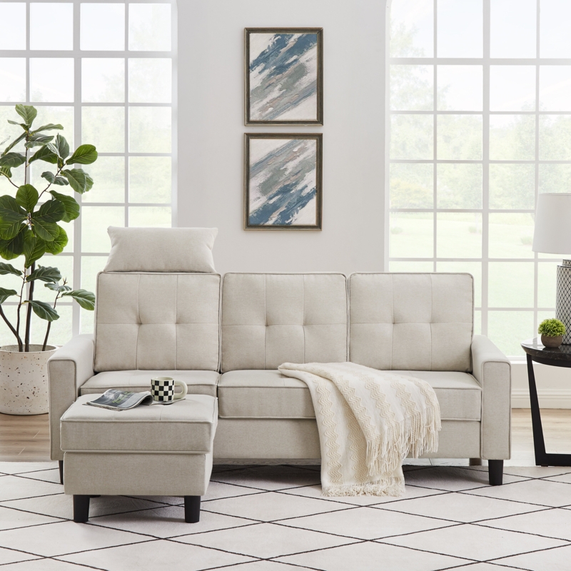 Ergonomic Sofa with Movable Ottoman