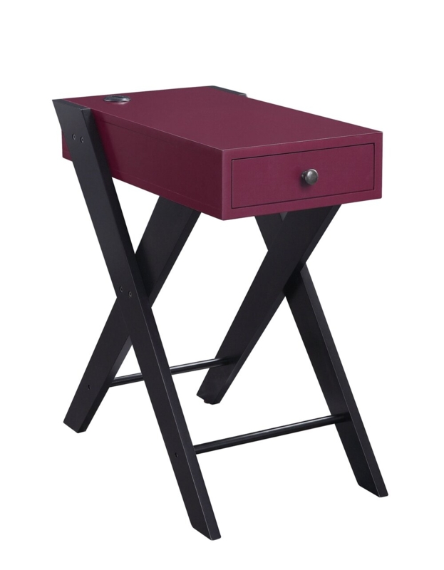USB Dock Side Table with X-Shape Legs