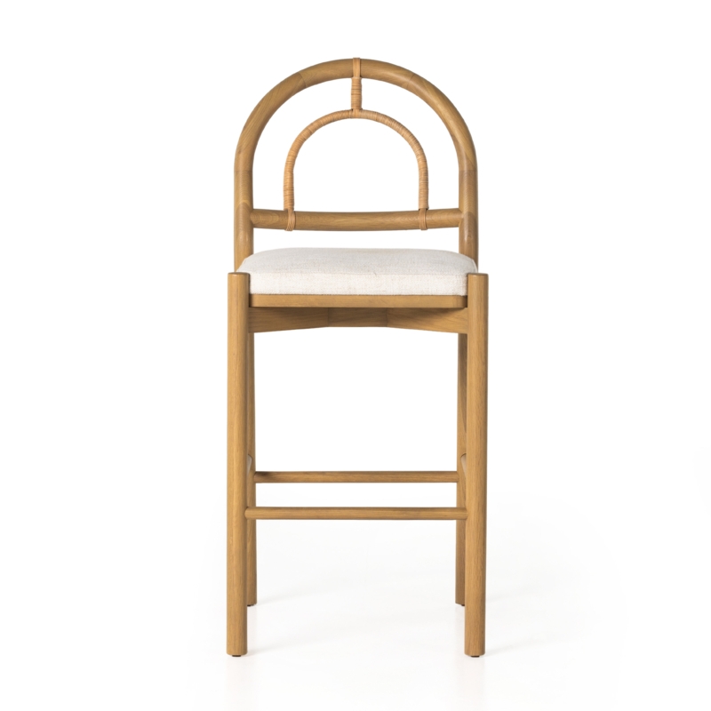 Solid Oak Bar Stool with Cane Back