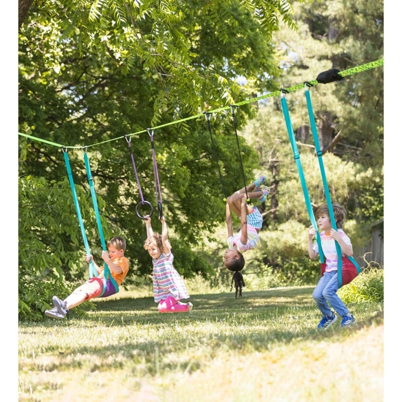 Ninjaline Swingline 5-Piece Hanging Obstacle Course Kit With Fabric Swings