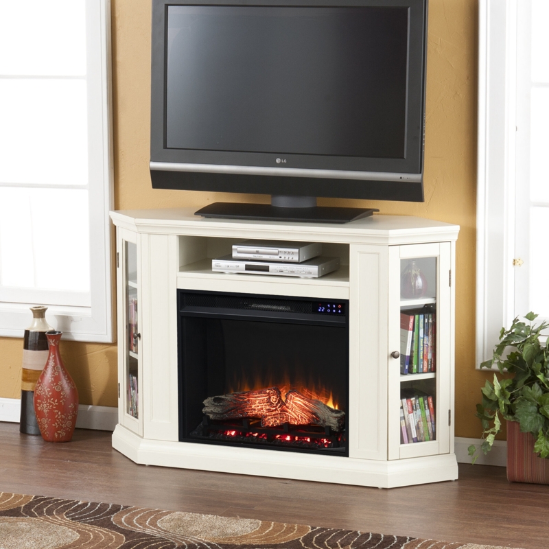 Sleek Black Fireplace with Media Cabinets