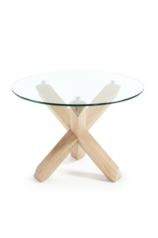 Glass Top Coffee Table with Whitewash Oak Legs