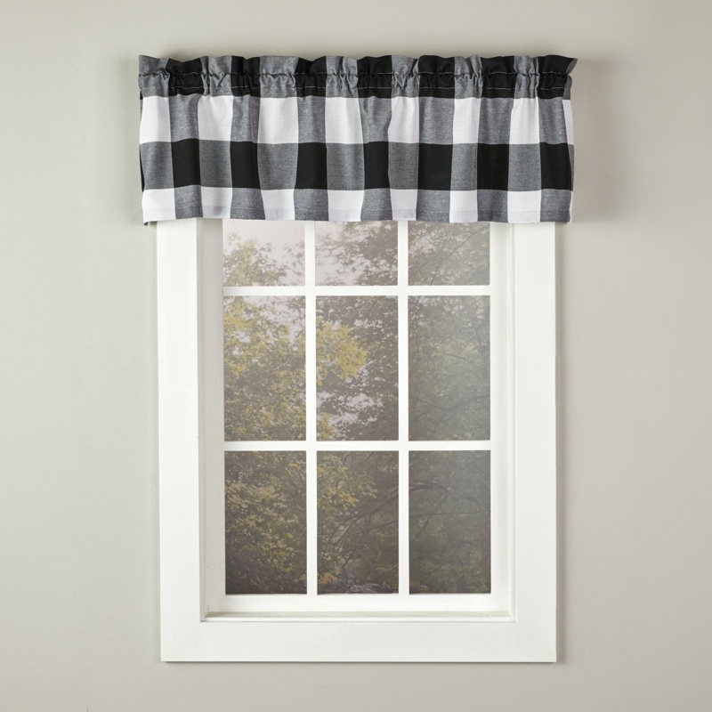 Northridge Plaid Tailored 58'' Window Valance in Black