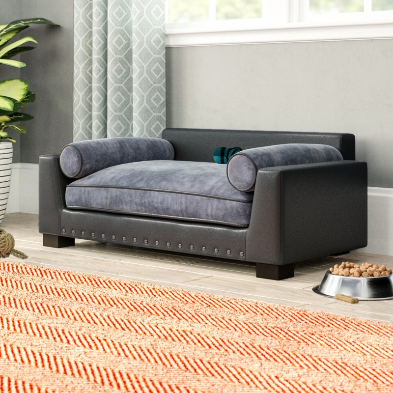 Modern Pebble Faux Leather Dog Lounge