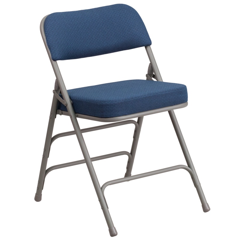 Oliverson Curved Triple Braced & Hinged Fabric Upholstered Metal Folding Chair