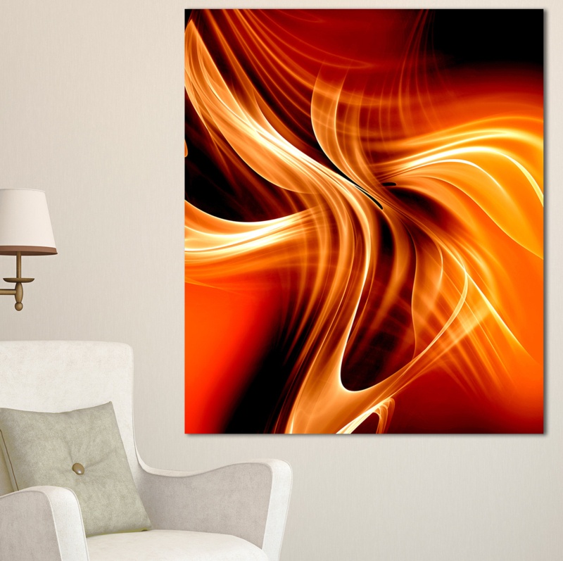 Orange Abstract Warm Fractal Design - Wrapped Canvas Graphic Art