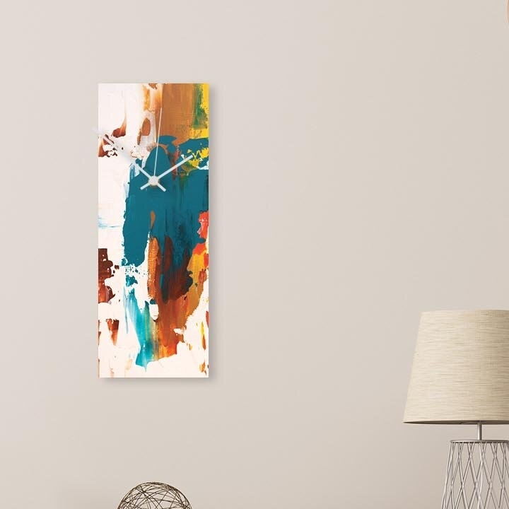 Rectangular Metal Wall Clock with Vibrant Artwork