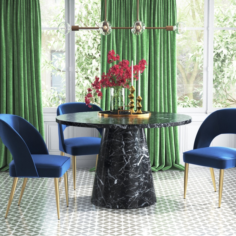 Faux Marble Pedestal Dining Table