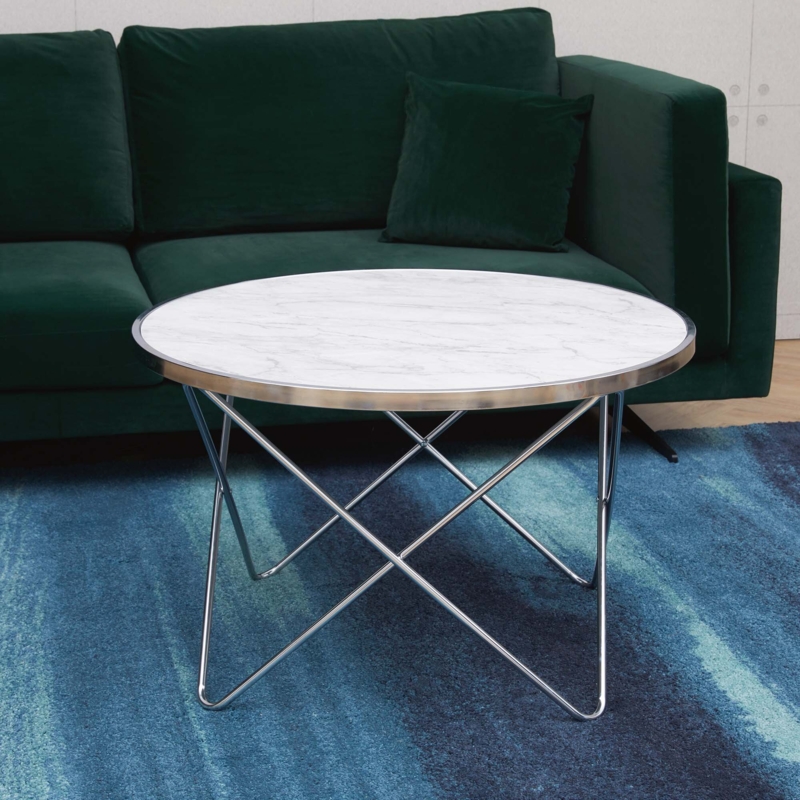 Sleek Faux Carrara Marble Coffee Table
