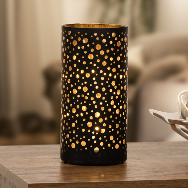 Battery-Powered Bubble Pattern Hurricane Lamp