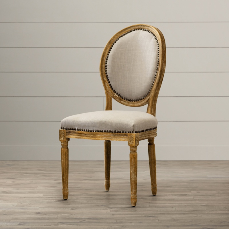 Otterson Linen King Louis Back Parsons Chair in Beige