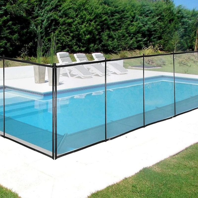 Outdoor Pool Fence With Removable Mesh Barrier, For Inground Pools, Garden And Patio, Black