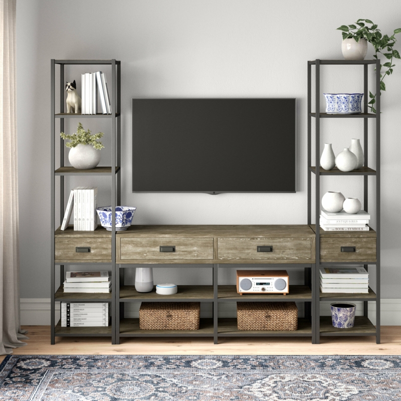 Three-Piece Wood TV Stand Set