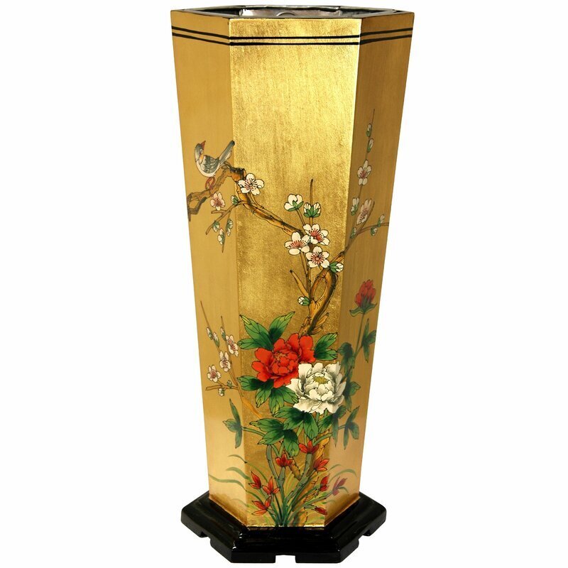 Oversized Wood Framed Gold Finished Chinese Stand
