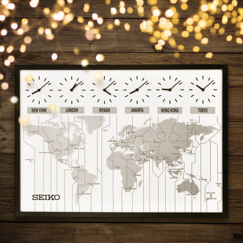Contemporary Wall Clock with Time Zone Map
