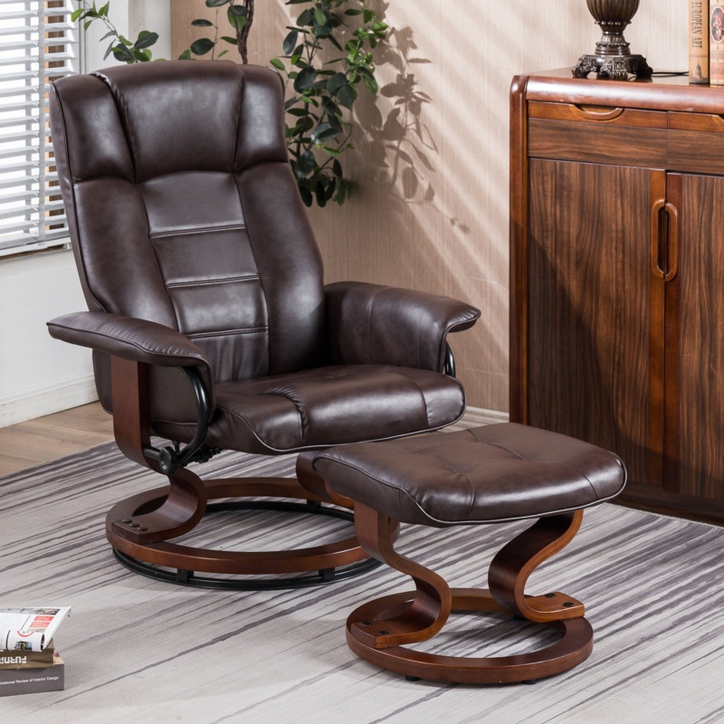 Padang Sidempuan Vegan Leather Swivel Recliner with Ottoman
