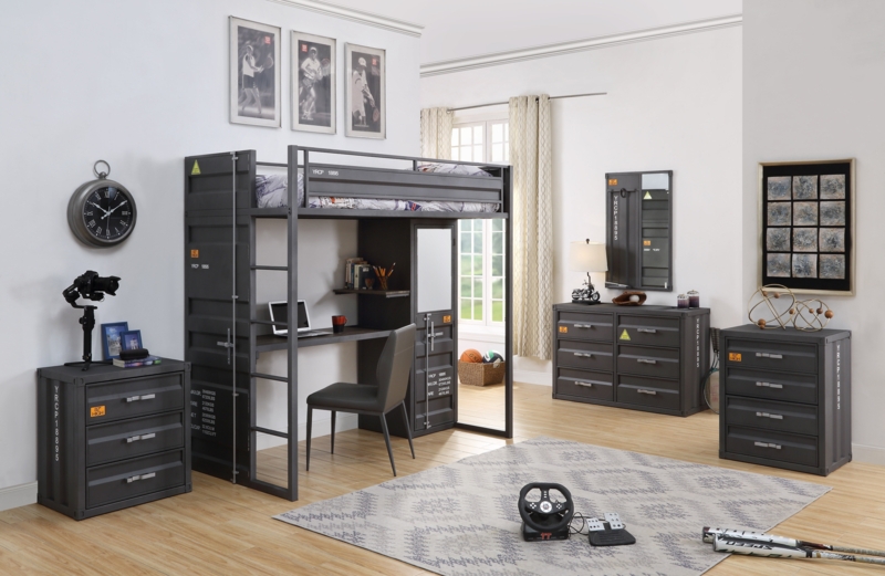 Storage Loft Bed with Shipping Container Design