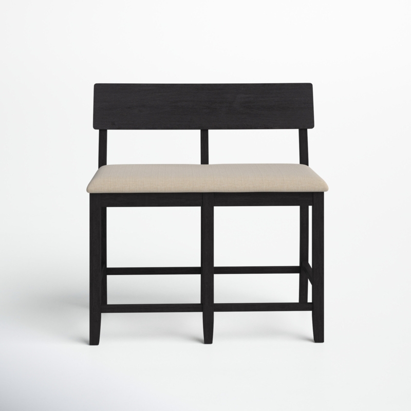 Counter-Height Acacia Wood Bench with Cushion