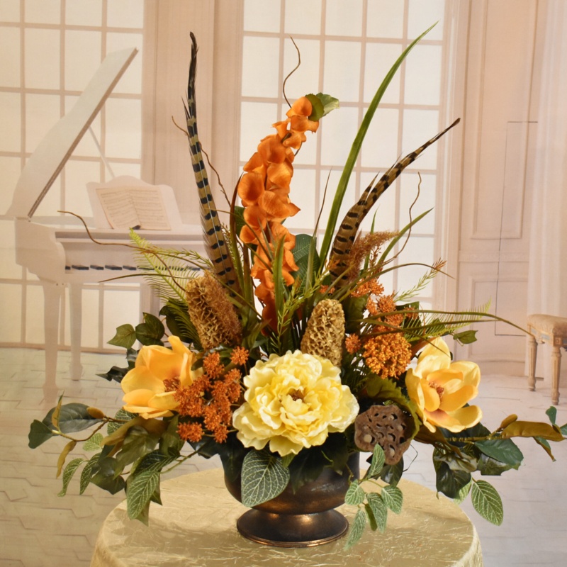 Peonies & Magnolia Floral Arrangement in Pot