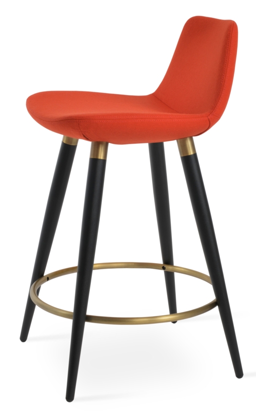 Unique Upholstered Stool with Steel Legs