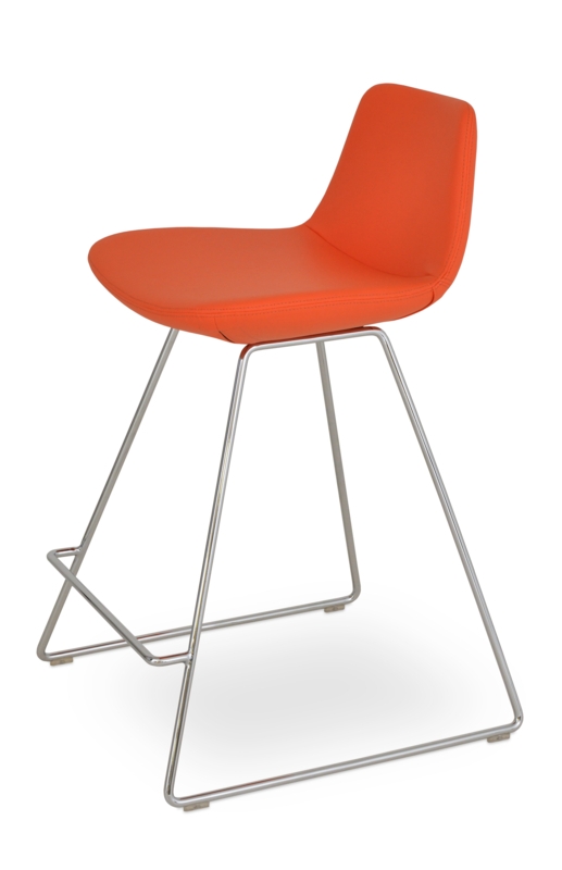 Upholstered Bar & Counter Stool with Chrome Base