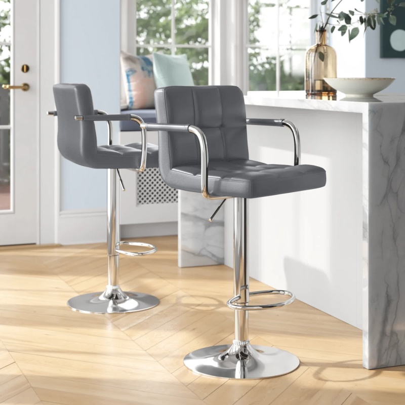 2-Piece Adjustable Bar Stool Set with Swivel