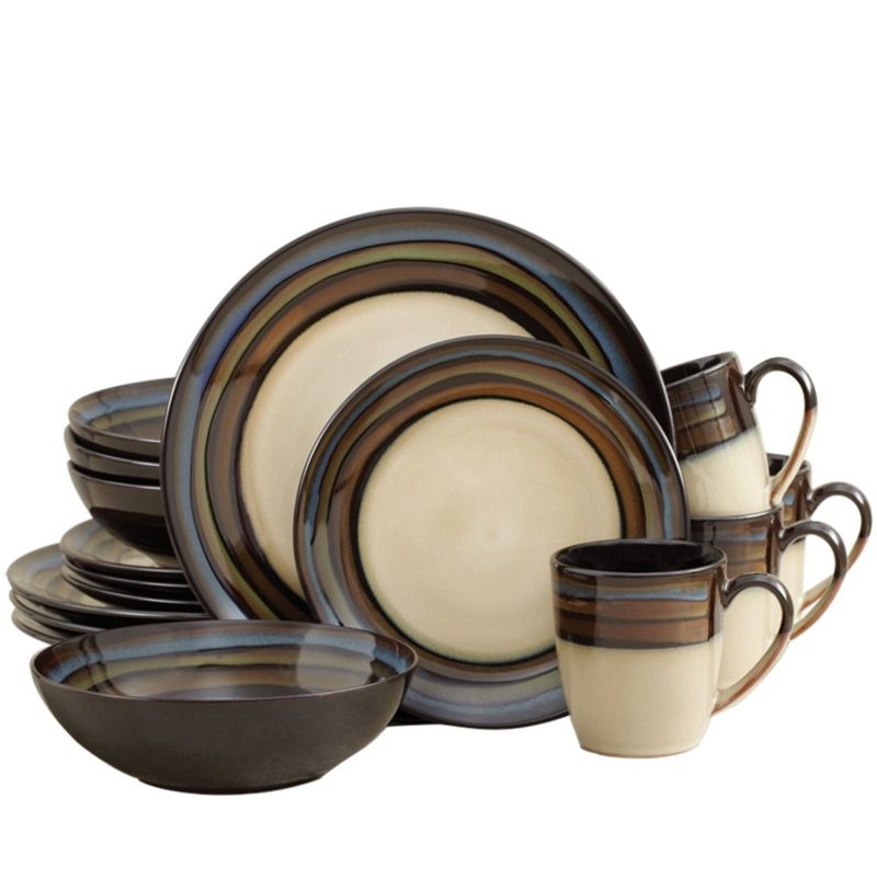 Earth Tones Banded Dinnerware Set