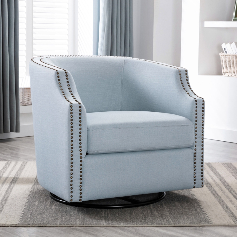 Swivel Glider Nursery Chair with Nail Head Trim