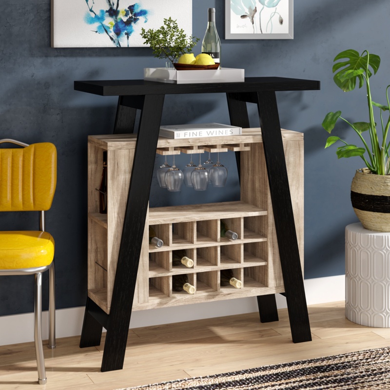 Contemporary Dry Bar with Wine Storage