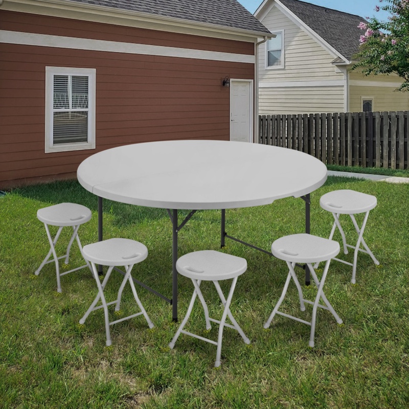 Plastic Circular Fold-in-Half Portable Banquet Table