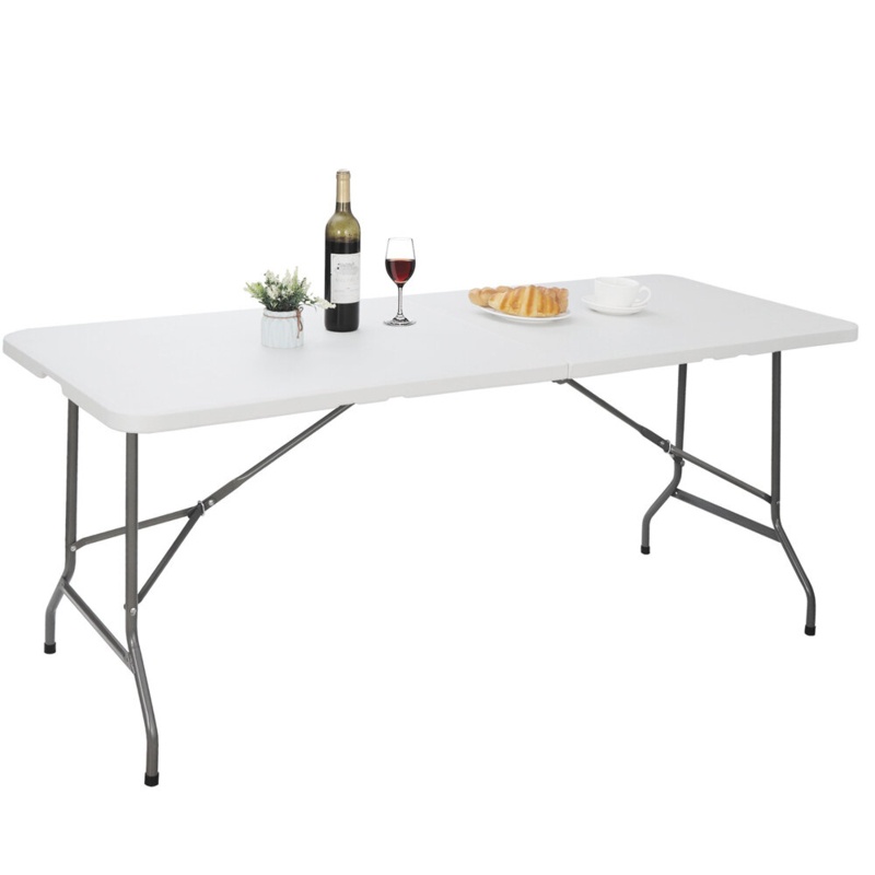 Plastic Rectangular Fold-in-Half Portable Folding Table