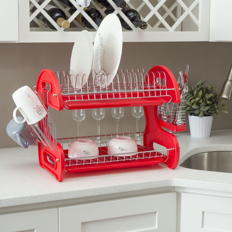 Plastic/Steel 2 Tier Dish Rack