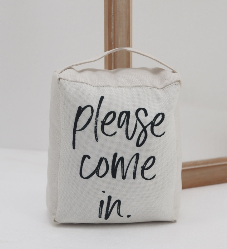 Please Come in Fabric Weighted Floor Stop