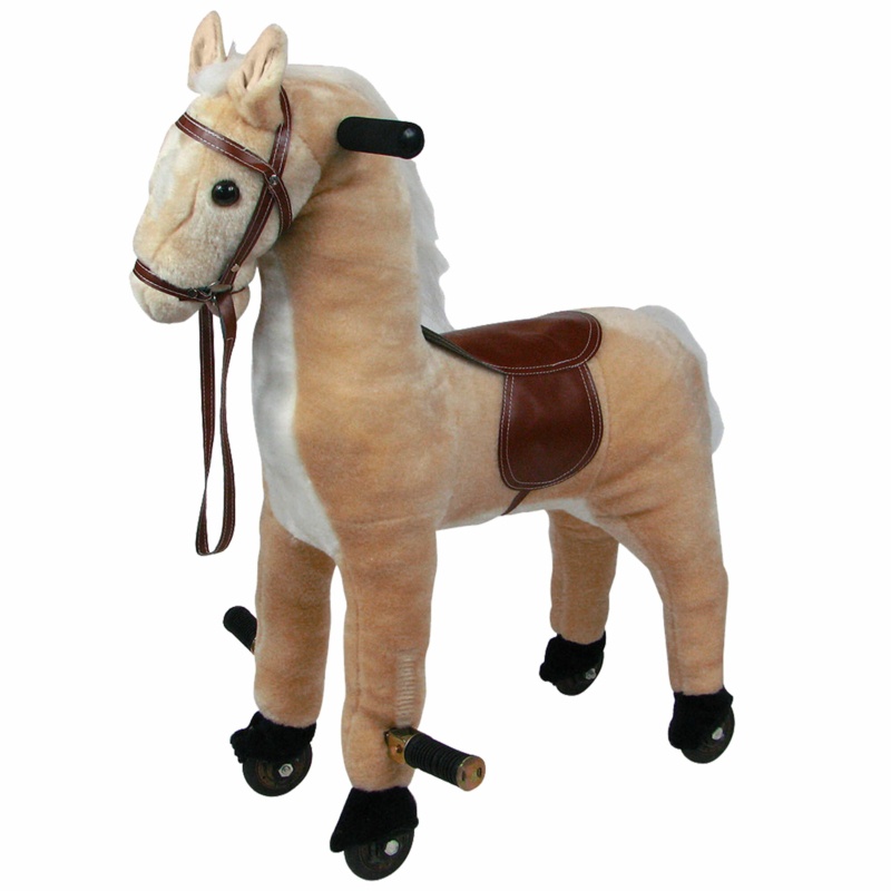Plush Walking Rocking Horse with Wheels and Foot Rest