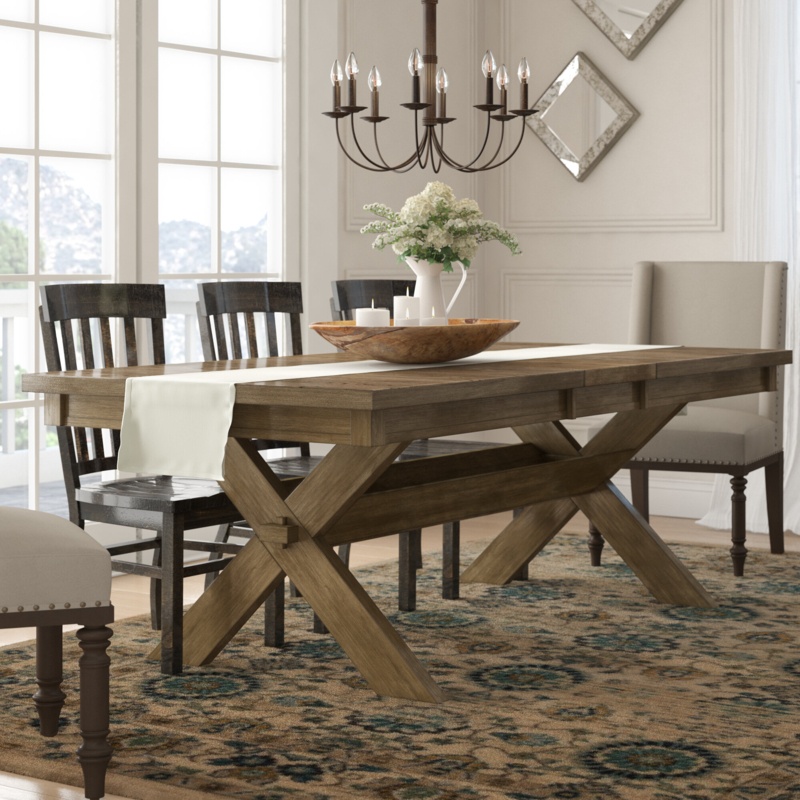 Poe Butterfly Leaf Trestle Dining Table