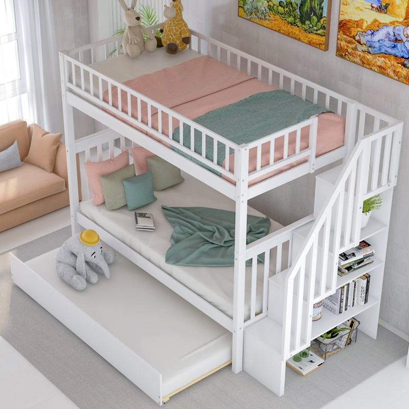 Polebridge Twin Over Twin Solid Wood Standard Bunk Bed with Bookcase by Isabelle & Max™