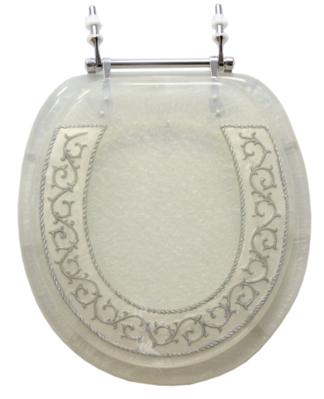 Decorative Polyresin Toilet Seat with Silver Accents
