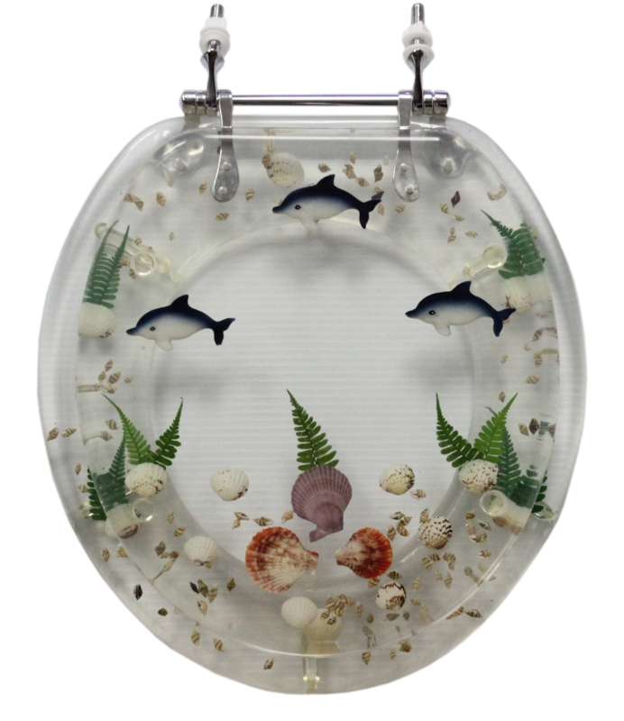 Polyresin Round Toilet Seat with Dolphin Design
