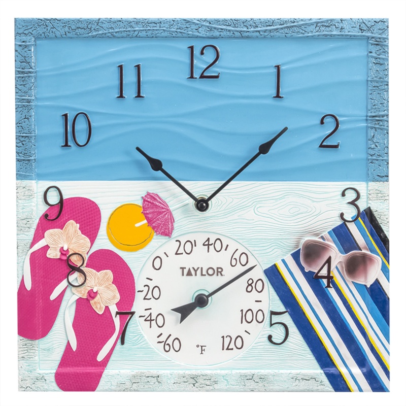 Pool Poly Resin Clock with Thermometer